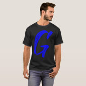 T-shirt Letter G Alphabet Large Blue Graphic Initial (Devant entier)