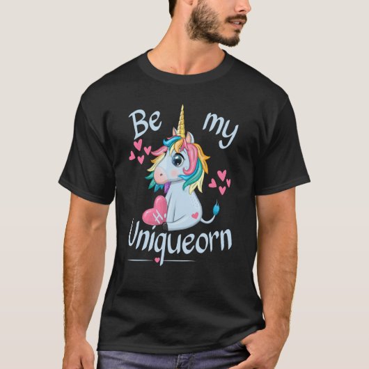 T-shirt Letter H Be my Uniqueorn Happy Valentines Day Unic (Devant)
