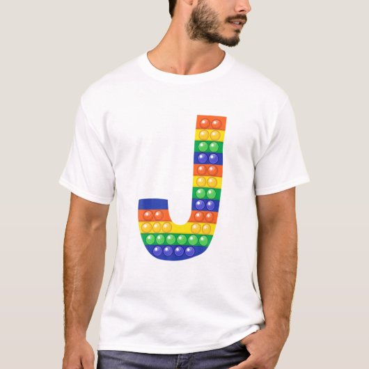 T-shirt Letter J Capital Alphabet Fidget Pop It Funny Matc (Devant)