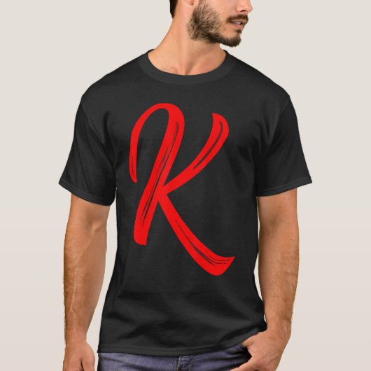 T-shirt Letter K Alphabet Large Red Graphic Initial (Devant)