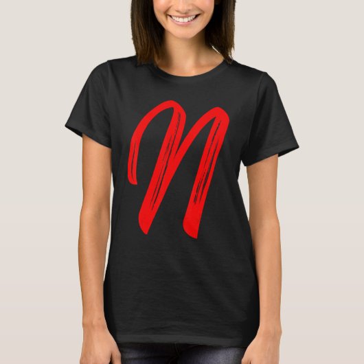 T-shirt Letter N Alphabet Large Red Graphic Initial (Devant)