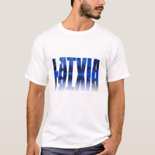 T-shirt Lettonie hiver nuit texte avec réflexion