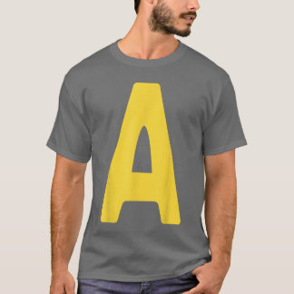 T-shirt Lettre A Alphabet Jaune Sur Costume Halloween Roug