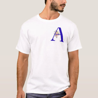 T-shirt Lettre A bleue avec un design floral à l'aquarelle