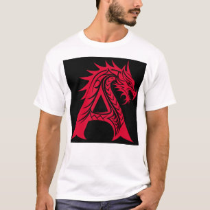 T-shirt Lettre A de style dragon, Alphabet Dragon, Monogra