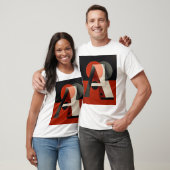 T-shirt Lettre A – Géométrie constructiviste sur fond roug (Unisexe)