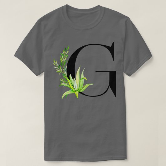 T-shirt Lettre alphabet G avec cactus d'aquarelle et quitt (Design devant)