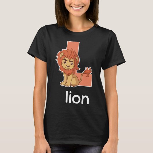 T-shirt Lettre Alphabet Lion mignonne Gros Chats Enfants (Devant)
