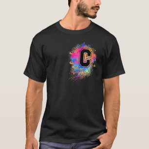 T-shirt Lettre arc-en-ciel C Premier monogramme rose