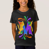 T-Shirt Lettre arc-en-ciel M Monogramme Abstrait (Devant)