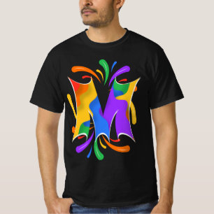 T-shirt Lettre arc-en-ciel M Monogramme Abstrait