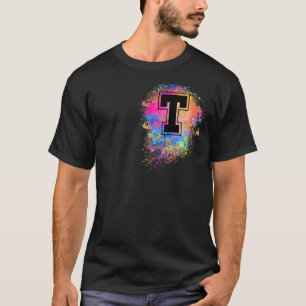 T-shirt Lettre Arc-En-Ciel Monogramme initial rose A
