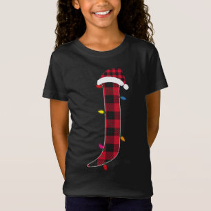 T-Shirt Lettre Awesome J Nom initial Buffalo Plaid Christ