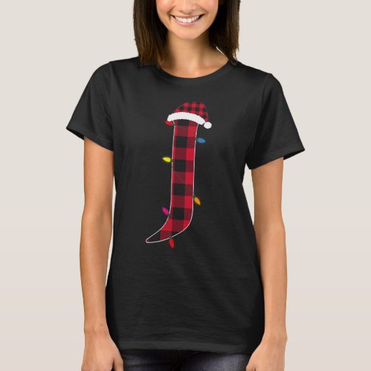 T-shirt Lettre Awesome J Nom initial Buffalo Plaid Christ (Devant)