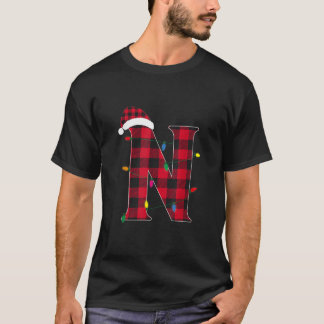 T-shirt Lettre Awesome N Nom initial Buffalo Plaid Christ
