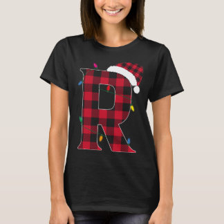 T-shirt Lettre Awesome R Nom initial Buffalo Plaid Christ