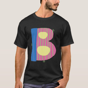 T-shirt LETTRE-B alphabet blanc Caractère-B