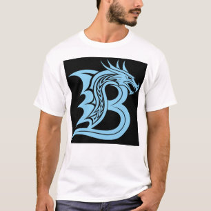 T-shirt Lettre B de style dragon, alphabet dragon, monogra