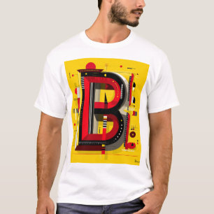 T-shirt Lettre B – Monogramme géométrique sur fond jaune v