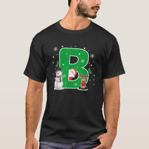 T-shirt Lettre B Nom initial Alphabet Monogramme Père Noël