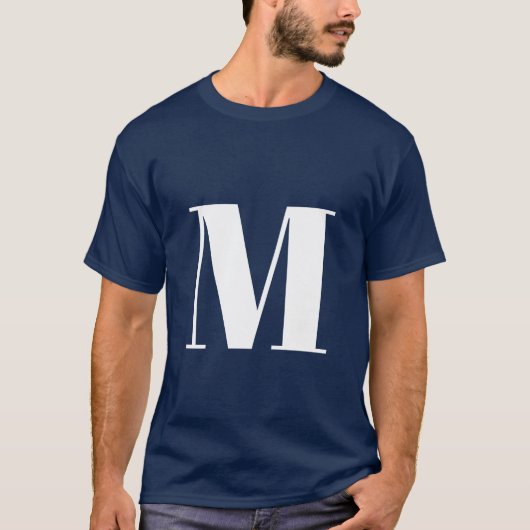 T-shirt LETTRE Bleue MARINE INITIALE MONogramme Moderne De (Devant)
