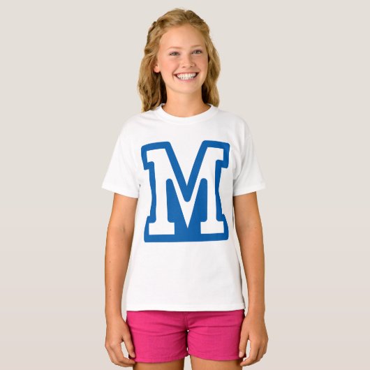 T-SHIRT LETTRE BLEUE VARIABLE M MONO (Devant entier)