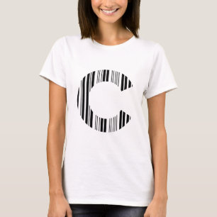 T-shirt LETTRE C CODE DE BARRE Premier Motif de code à ba