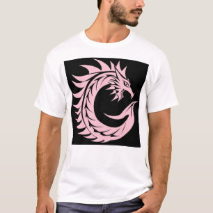 T-shirt Lettre C de style dragon, alphabet du dragon, mono