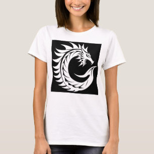 T-shirt Lettre C de style dragon, alphabet du dragon, mono