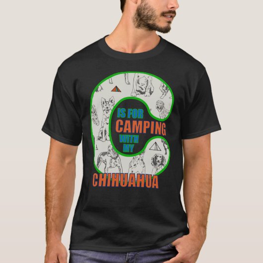 T-shirt Lettre C Est Pour Le Camping Avec Chihuahua Chig B (Devant)