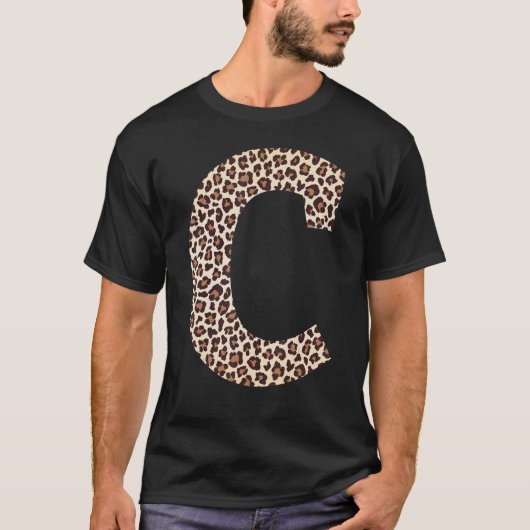 T-shirt lettre C léopard imprimé motif nom initial m (Devant)
