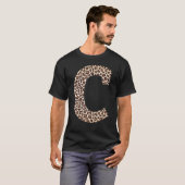 T-shirt lettre C léopard imprimé motif nom initial m (Devant entier)