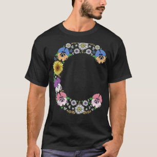 T-shirt Lettre C Pansies initiales de monogramme Alphabet 