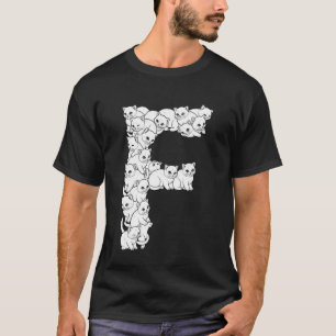 T-shirt Lettre capitale initiale F Chat mignon amateur de 