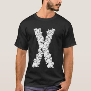T-shirt Lettre capitale initiale X Chat drôle amateur de f