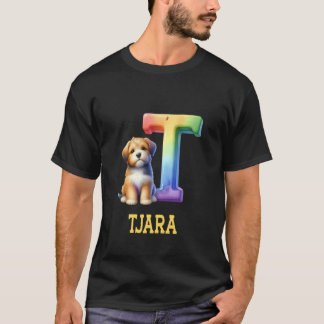 T-shirt LETTRE CHIENS COTE TJARA Nom Chien arc-en-ciel