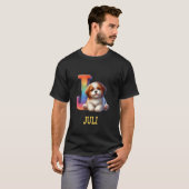 T-shirt LETTRE CHIENS DE COUTE Nom Julien Chien arc-en-cie (Devant entier)