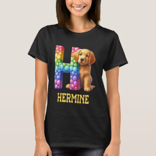 T-shirt Lettre Chiens mignons Hermine Nom Chien arc-en-cie