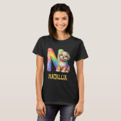 T-shirt Lettre Chiens mignons Natalija Nom Chien arc-en-ci (Devant entier)