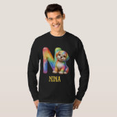 T-shirt Lettre Chiens mignons Nina Nom Chien arc-en-ciel (Devant entier)