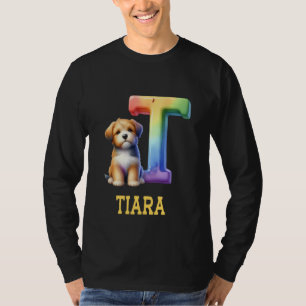 T-shirt Lettre Chiens mignons Tiara Nom Chien arc-en-ciel