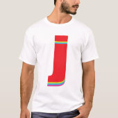 T-shirt LETTRE Coque MOINDRE J MONogramme Décalage arc-en- (Devant)