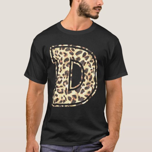 T-shirt Lettre D Cheetah Leopard initial Imprimer Eau tend (Devant)