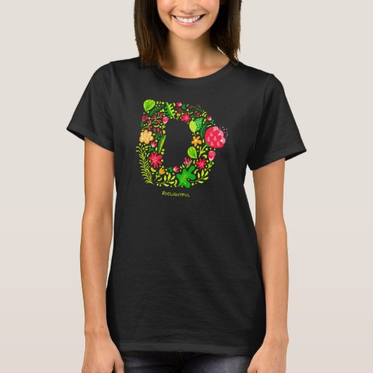 T-shirt lettre D en fleurs (Devant)