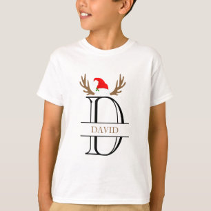 T-shirt Lettre D Monogramme Personnalisée Antilopes Noël 