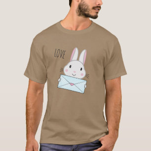 T-shirt Lettre d'amour mignonne et belle lapin tenant