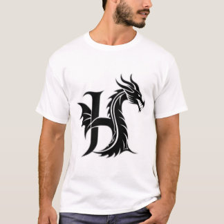 T-shirt Lettre de dragon H – Conception de dragon de fanta