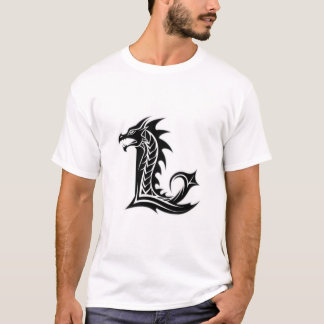 T-shirt Lettre de dragon L – Conception élégante de l'alph
