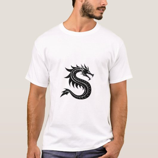 T-shirt Lettre de dragon S – Conception de dragon de style (Devant)