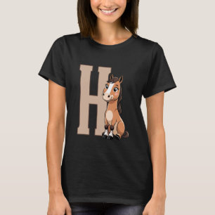 T-shirt Lettre de l'alphabet H avec portrait d'animal de c